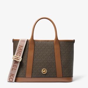 **NEW** Michael Kors Luisa Medium Brown/Luggage Signature Logo Satchel